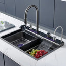 Multifunctional Kitchen Sink with Adjustable Dual Waterfall