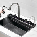 Multifunctional Kitchen Sink with Adjustable Dual Waterfall