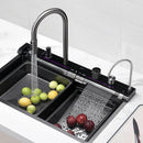 Multifunctional Kitchen Sink with Adjustable Dual Waterfalls
