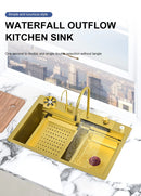 60cm High-Quality Multifunctional Kitchen Sink in Gold Color