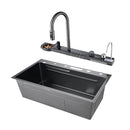 Multifunctional Kitchen Sink with Adjustable Dual Waterfall and Dynamic LED Lighting