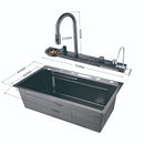 Multifunctional Kitchen Sink with Adjustable Double Waterfall and Dynamic LED Lighting
