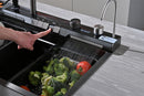 Multifunctional Kitchen Sink with Adjustable Dual Waterfall and Dynamic LED Lighting