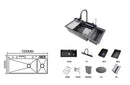 Multifunctional Kitchen Sink with Dual Waterfall and Dish & Utensil Rack