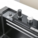 Multifunctional Kitchen Sink with Dual Waterfall and Dish & Utensil Rack