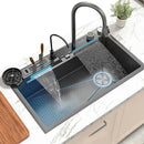 80cm Multifunctional Kitchen Sink with Dual Waterfall and Utensil Pocket