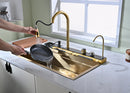 Gold Multifunctional Kitchen Sink with Adjustable Dual Waterfall