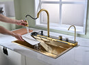 Gold Multifunctional Kitchen Sink with Adjustable Dual Waterfall