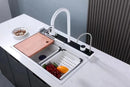 Modern White Multifunctional Kitchen Sink with Dual Waterfall