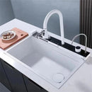 Modern White Multifunctional Kitchen Sink with Double Waterfall