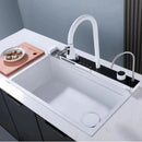 Modern White Multifunctional Kitchen Sink with Double Waterfall