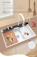 Modern White Multifunctional Kitchen Sink with Dual Waterfall