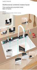Modern White Multifunctional Kitchen Sink with Dual Waterfall