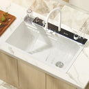 Modern White Multifunctional Kitchen Sink with Double Waterfall