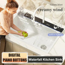 Modern White Multifunctional Kitchen Sink with Dual Waterfall