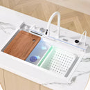 Modern White Multifunctional Kitchen Sink with Dual Waterfall