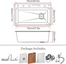Modern White Multifunctional Kitchen Sink with Double Waterfall