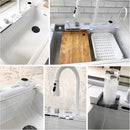 Modern White Multifunctional Kitchen Sink with Double Waterfall