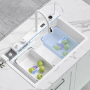 Modern White Multifunctional Kitchen Sink with Double Waterfall