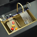 Modern Gold Multifunctional Kitchen Sink with Dual Waterfall