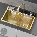 Modern Gold Multifunctional Kitchen Sink with Dual Waterfall