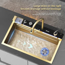 Modern Gold Multifunctional Kitchen Sink with Dual Waterfall